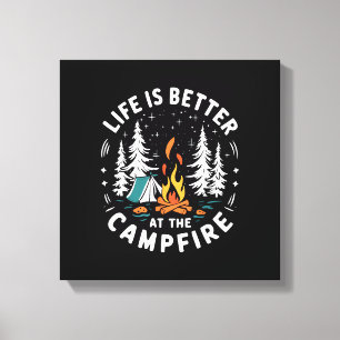 Livet är Bättre Vid Läggerden Rolig Camping Canvastryck