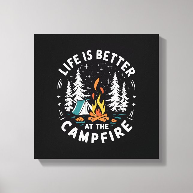 Livet är Bättre Vid Läggerden Rolig Camping Canvastryck (Framsida)