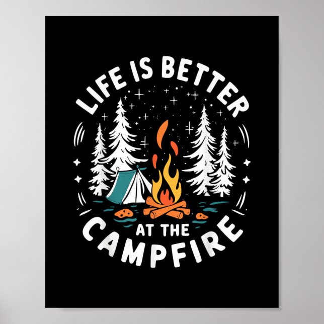 Livet är Bättre Vid Läggerden Rolig Camping Poster (Framsidan)