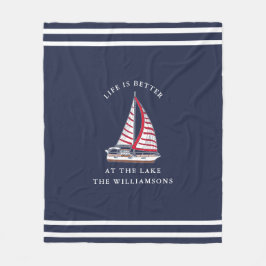Livet är bättre vid Sjö-flottan Blue Nautical Fleecefilt