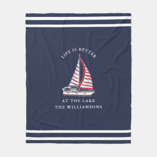 Livet är bättre vid Sjö-flottan Blue Nautical Fleecefilt