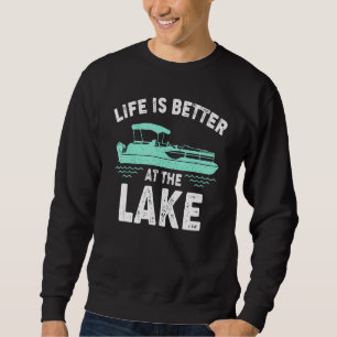 Livet är bättre vid Sjö segelbåtens segelvagn Lång Ärmad Tröja