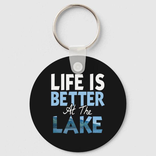 Livet är bättre vid sjön fiske båtliv  nyckelring (Framsida)
