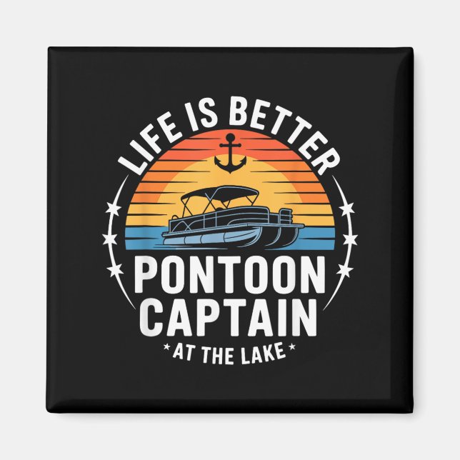 Livet Är Bättre Vid Sjön ntoon Kapten Båtliv Magnet (Framsidan)