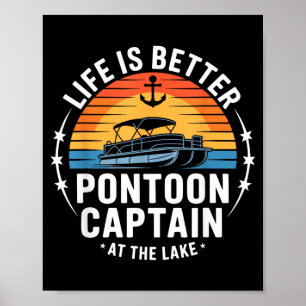 Livet är bättre vid sjön ntoon Kapten Båtliv Poster
