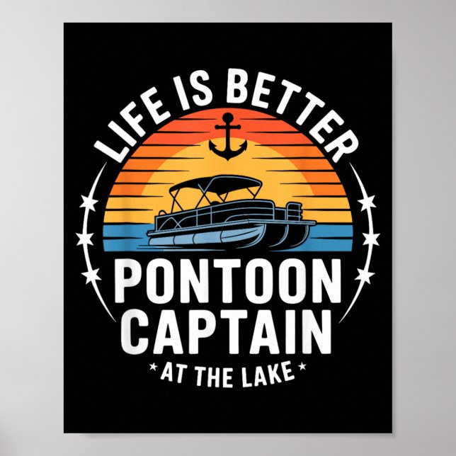 Livet är bättre vid sjön ntoon Kapten Båtliv Poster (Framsidan)