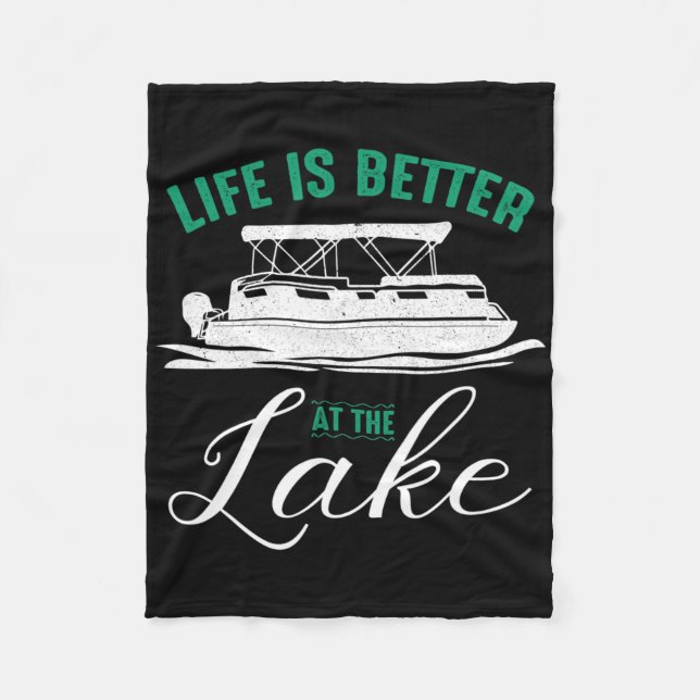 Livet är bättre vid sjön Pontoonbåt Båttur Gi Fleecefilt (Framsidan)