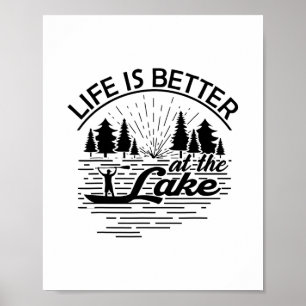 Livet är bättre vid sjön Rolig båtlivsentusiast kr Poster