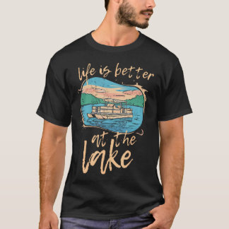 Livet Är Bättre Vid Sjön Rolig Pontonbåt Kapten T Shirt