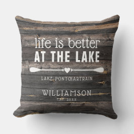 Livet är bättre vid sjön rusticerad kudde