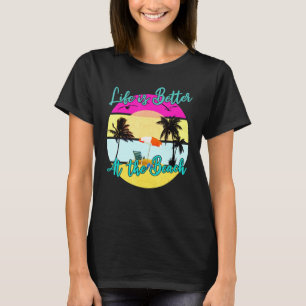 Livet är bättre vid stranden - Handflatan Träd Ret T Shirt