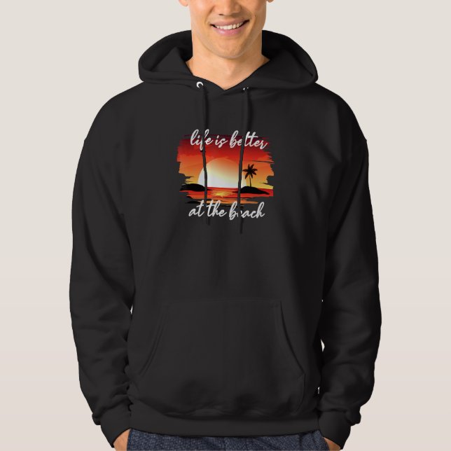 Livet Är Bättre Vid Stranden Hoodie (Framsida)