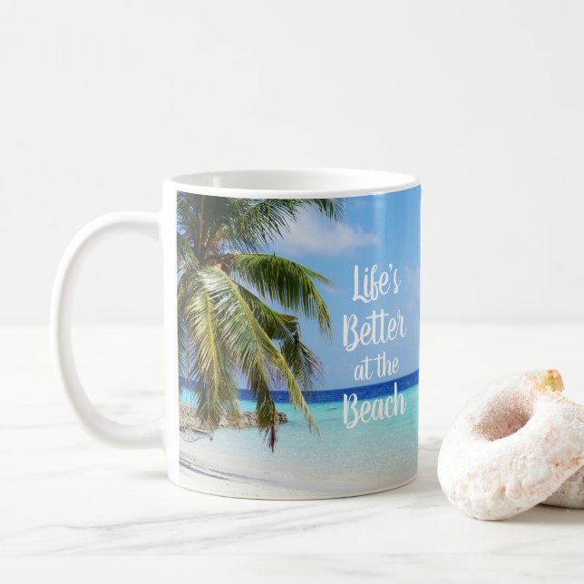 Livet är bättre vid stranden kaffemugg (Med munk)