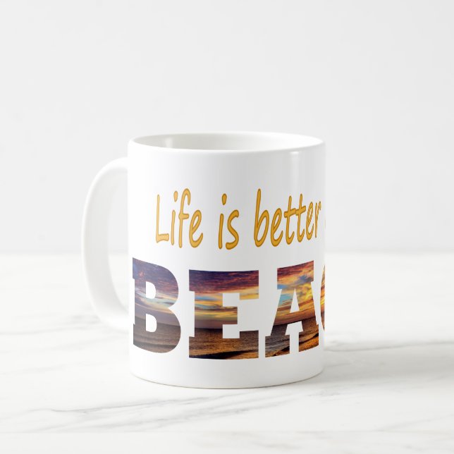 Livet är bättre vid stranden kaffemugg (Framsida vänster)
