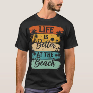 Livet Är Bättre Vid Stranden Retro Sommar T Shirt