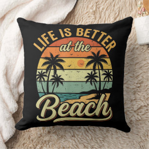 Livet är Bättre Vid Stranden Retro Sommarlov Kudde