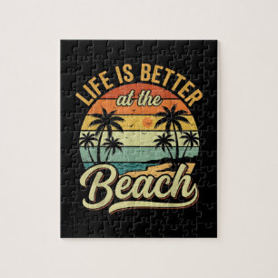 Livet är Bättre Vid Stranden Retro Sommarlov Pussel