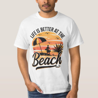 Livet Är Bättre Vid Stranden Sommar T-Shirt