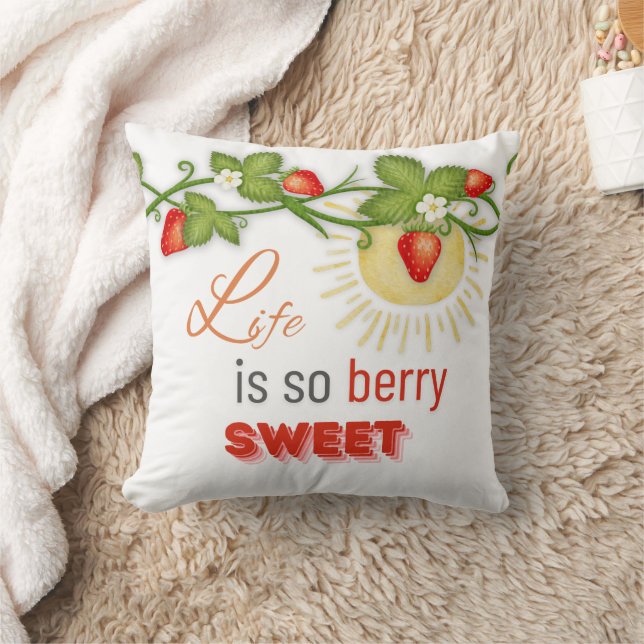 Livet är Berry Sweet Dekorativ kudde (Filt)