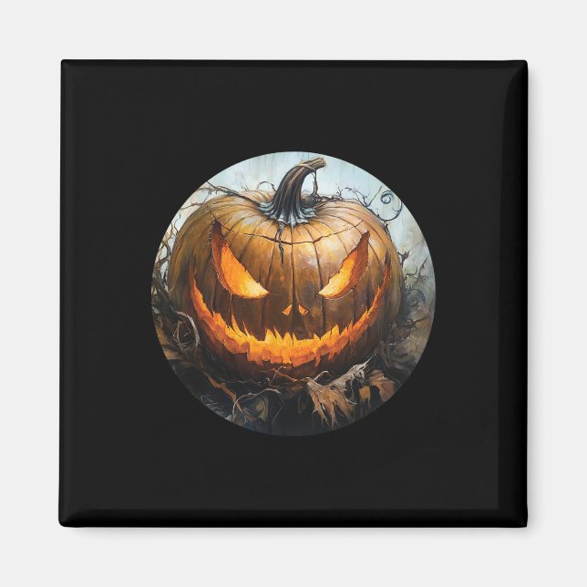 Livet är Bra Scary Pumpkin Jack o lantern H Magnet (Framsidan)