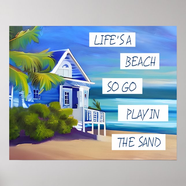Livet är en Beach | Beachy Quote Poster (Framsidan)