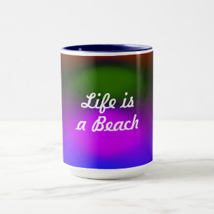 Livet är en Beach Neon Blue, Purple, Green & Orang Mugg