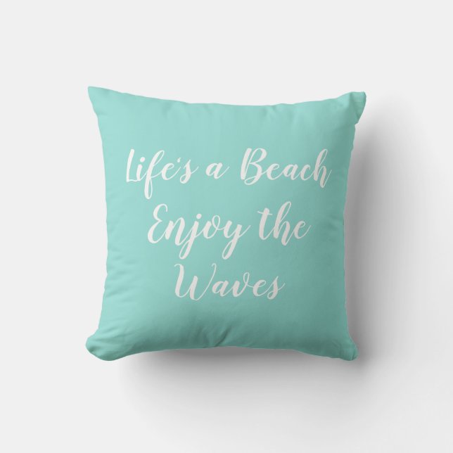 Livet är en Beach-njutning av Vinkara Beach Kudde (Framsida)