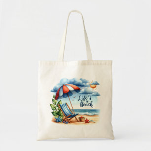 "Livet är en bock" Beach Scene Tote Bag Tygkasse
