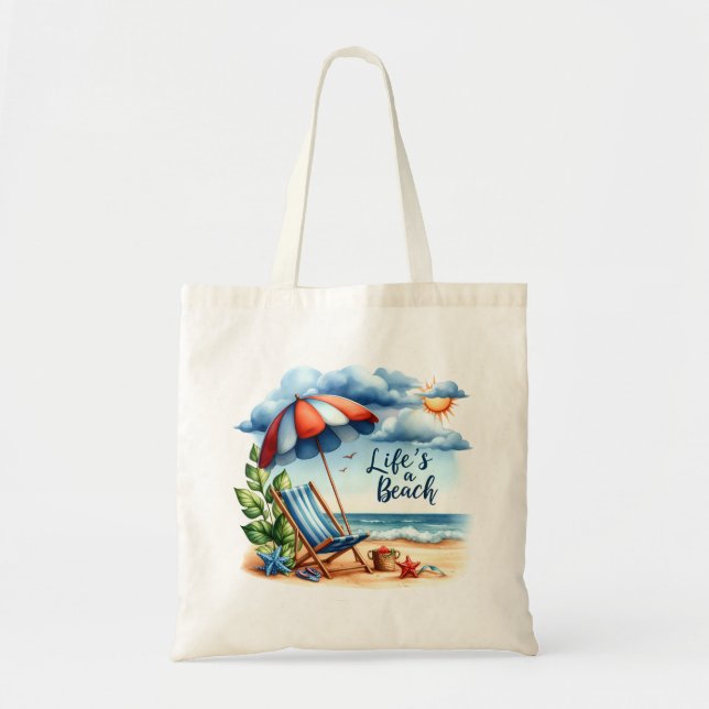 "Livet är en bock" Beach Scene Tote Bag Tygkasse (Framsidan)