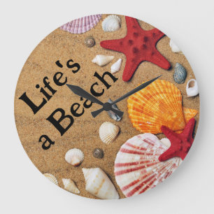 "Livet är en bock", "Beach Wall Clock" Stor Klocka