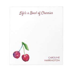 Livet är en Bowl av Cherries Cute Girly Coquette Anteckningsblock