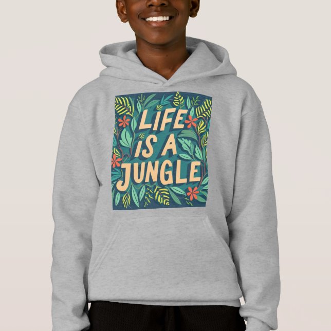 "Livet är en djungel", citerar lustigt pun T Shirt (Framsida)