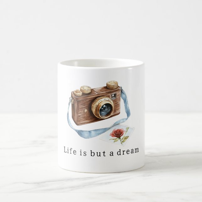 Livet är en drömkamerafoto kaffemugg (Center)