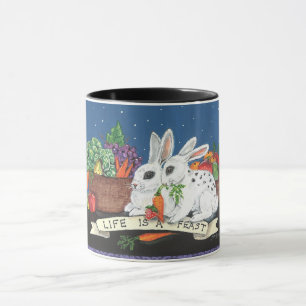 "Livet är en fest" Cute Bunny Rabbit Mugg