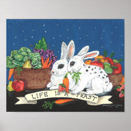 "Livet är en fest" Cute Bunny Rabbit Poster