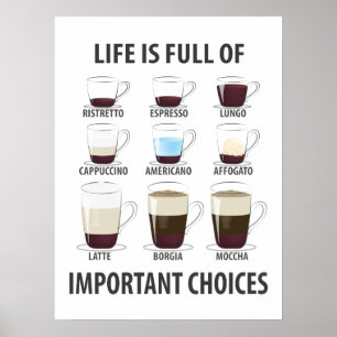 Livet är en Fullt av viktiga val - en fin kaffe Poster