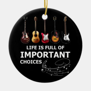 Livet är en Fullt av viktiga val Guitar Julgransprydnad Keramik