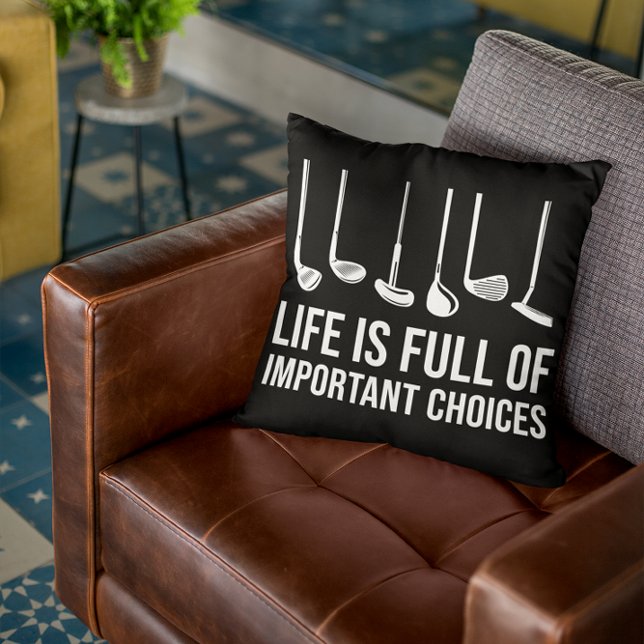 Livet är en Fullt med viktiga valmöjligheter, god  Kudde (Life is Full Of Important Choices Golf Christmas Throw Pillow)