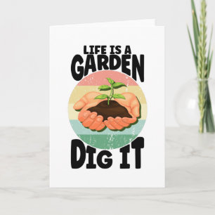 Livet är en Garden Gräver det i Retro Händer Plant Kort