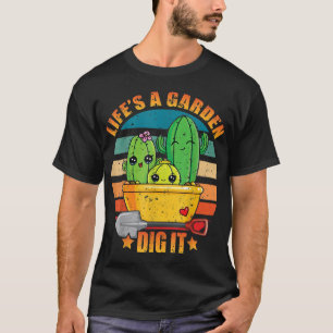 Livet är en Garden Gräver Vintagen Retro Sunset De T Shirt