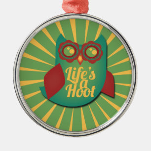 Livet är en Hoot uggla Julgransprydnad Metall