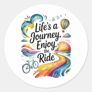 Livet är en resa Njut av Ride-inspirationen Runt Klistermärke