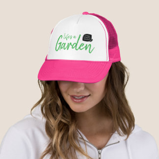 Livet är en trädgård rosa hatt keps
