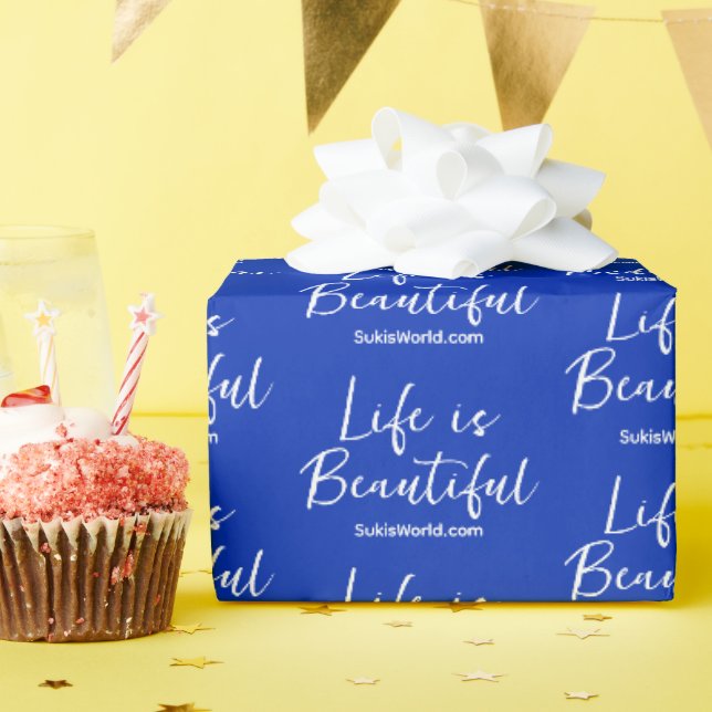 Livet är en vacker Blogg Brand-webbplats Blue Presentpapper (Födelsedagsfest)
