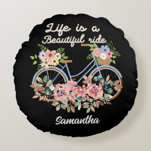 Livet är en vacker ride-Blommigt, Girly Namn Rund Kudde