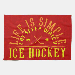 Livet är enkelt att äta i viloläge Se ishockey Kökshandduk