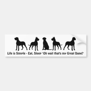 Livet är enkelt att sova i Great dane Humor-citate Bildekal