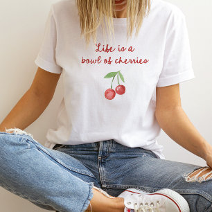 Livet är ett av flera körsbär Cute Red Retro-skr T Shirt