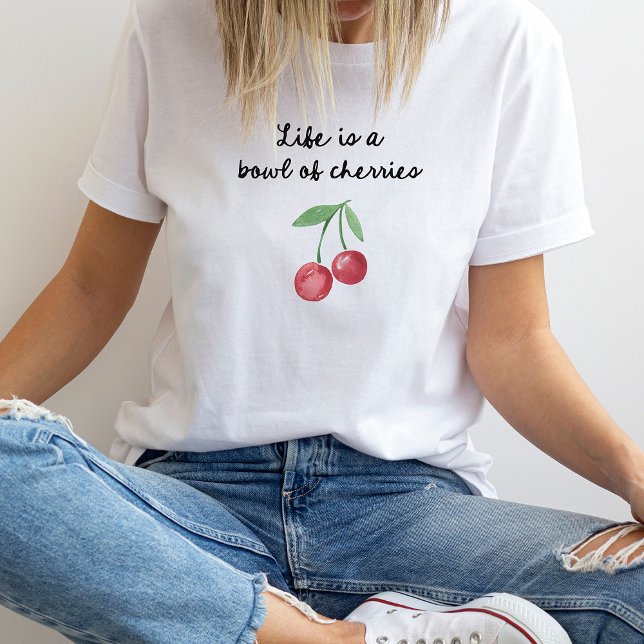 Livet är ett av flera körsbär | Cute Retro-skript T Shirt (Skapare uppladdad)