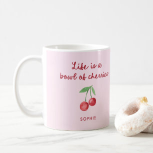 Livet är ett av flera körsbär Rosa och Retro-skr Kaffemugg